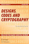DESIGNS CODES AND CRYPTOGRAPHY雜志封面